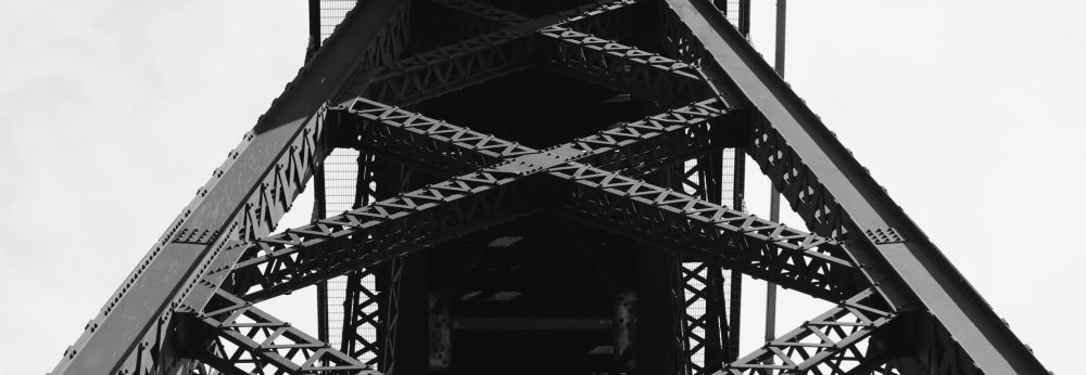 black and white sky construction bridge